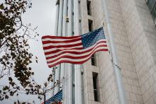 Federal building and US flag
